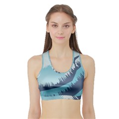Swan Flying Bird Wings Waves Grass Sports Bra With Border by Bedest