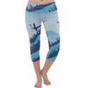 Swan Flying Bird Wings Waves Grass Capri Yoga Leggings View1