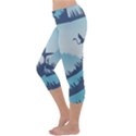 Swan Flying Bird Wings Waves Grass Capri Yoga Leggings View2