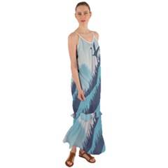 Swan Flying Bird Wings Waves Grass Cami Maxi Ruffle Chiffon Dress by Bedest