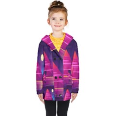 Egyptian Pyramids Night Landscape Cartoon Kids  Double Breasted Button Coat by Ndabl3x