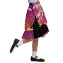 Astronaut Spacesuit Standing Surfboard Surfing Milky Way Stars Kids  Ruffle Flared Wrap Midi Skirt View3