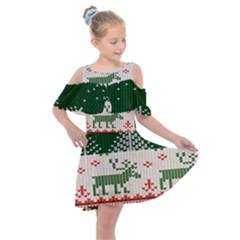 Merry Christmas Ugly Kids  Shoulder Cutout Chiffon Dress by artworkshop