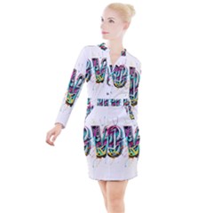 Graffiti Love Button Long Sleeve Dress by essentialimage