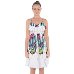 Graffiti Love Ruffle Detail Chiffon Dress by essentialimage