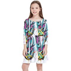 Graffiti Love Kids  Quarter Sleeve Skater Dress by essentialimage