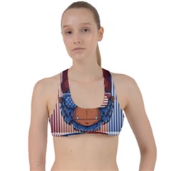 Gorilla Ape Zoo Mammal Usa Criss Cross Racerback Sports Bra by Sarkoni