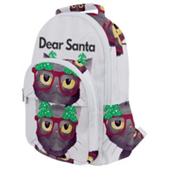 Cute Cat Glasses Christmas Tree Rounded Multi Pocket Backpack by Sarkoni