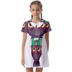 Cute Cat Glasses Christmas Tree Kids  Asymmetric Collar Dress by Sarkoni