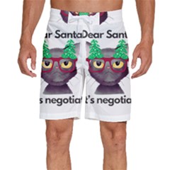 Cute Cat Glasses Christmas Tree Men s Beach Shorts by Sarkoni