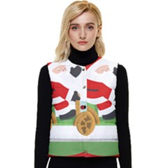 Christmas Santa Claus Women s Button Up Puffer Vest by Sarkoni