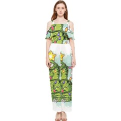 Dinosaur T-rex Dino Tyrannasaurus Draped Sleeveless Chiffon Jumpsuit by Sarkoni