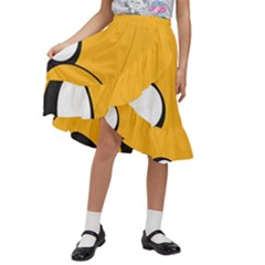 Adventure Time Cartoon Face Funny Happy Toon Kids  Ruffle Flared Wrap Midi Skirt by Bedest