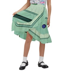 Adventure Time Bmo Beemo Green Kids  Ruffle Flared Wrap Midi Skirt by Bedest