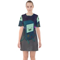 Bmo In Space  Adventure Time Beemo Cute Gameboy Sixties Short Sleeve Mini Dress by Bedest