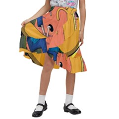 Finn And Jake Adventure Time Bmo Cartoon Kids  Ruffle Flared Wrap Midi Skirt by Bedest