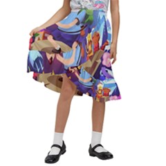 Cartoon Adventure Time Finn Princess Bubblegum Lumpy Space Kids  Ruffle Flared Wrap Midi Skirt by Bedest