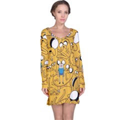 Adventure Time Finn Jake Cartoon Long Sleeve Nightdress by Bedest