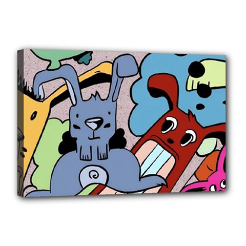 Graffiti Monster Street Theme Canvas 18  X 12  (stretched) by Bedest