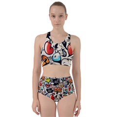 Art Book Gang Crazy Graffiti Supreme Work Racer Back Bikini Set by Bedest