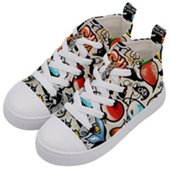 Art Book Gang Crazy Graffiti Supreme Work Kids  Mid-top Canvas Sneakers by Bedest