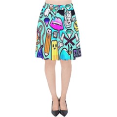 Graffiti Pop Art Crazy Retro Velvet High Waist Skirt by Bedest