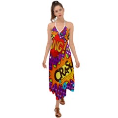 Crash Bang Adventure Time Art Boom Graffiti Halter Tie Back Dress  by Bedest