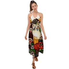 Graffiti Go Art Halter Tie Back Dress  by Bedest