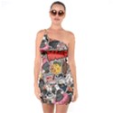 Stickerbomb Crazy Graffiti Graphite Monster One Shoulder Ring Trim Bodycon Dress View1