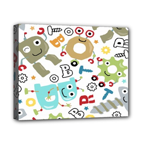 Seamless Pattern Vector With Funny Robots Cartoon Canvas 10  X 8  (stretched) by Hannah976