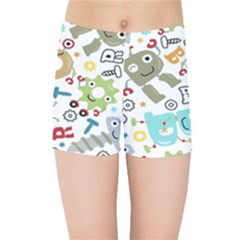 Seamless Pattern Vector With Funny Robots Cartoon Kids  Sports Shorts by Hannah976