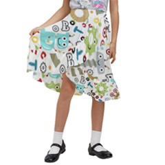 Seamless Pattern Vector With Funny Robots Cartoon Kids  Ruffle Flared Wrap Midi Skirt by Hannah976