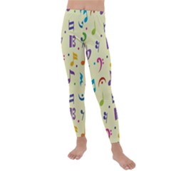 Seamless Pattern Musical Note Doodle Symbol Kids  Lightweight Velour Leggings by Hannah976