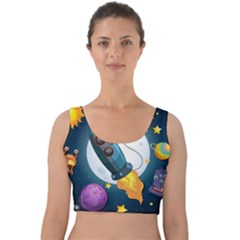 Spaceship Astronaut Space Velvet Crop Top by Hannah976