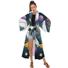 Spaceship Astronaut Space Maxi Kimono by Hannah976