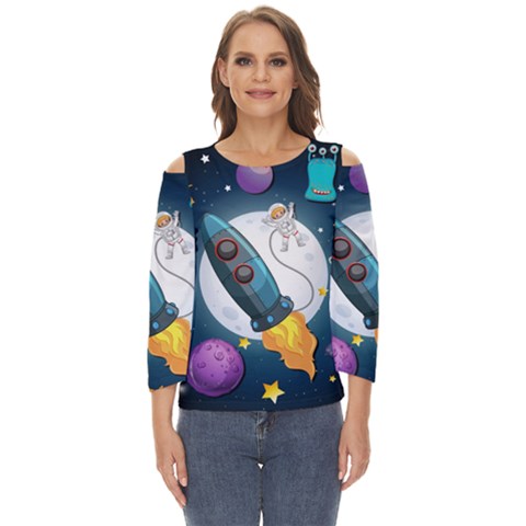 Spaceship Astronaut Space Cut Out Wide Sleeve Top by Hannah976