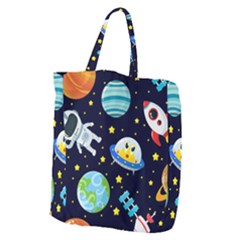 Space Seamless Pattern Illustration Giant Grocery Tote by Hannah976