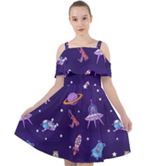 Space Seamless Pattern Cut Out Shoulders Chiffon Dress by Hannah976