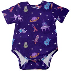 Space Seamless Pattern Baby Short Sleeve Bodysuit by Hannah976