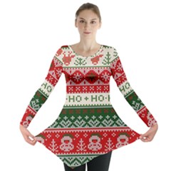 Ugly Sweater Merry Christmas  Long Sleeve Tunic  by artworkshop