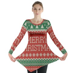 Merry Christmas  Pattern Long Sleeve Tunic  by artworkshop