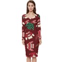 Ugly Sweater Wrapping Paper Long Sleeve V-Neck Bodycon Dress  View1