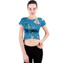 About Space Seamless Pattern Crew Neck Crop Top View1