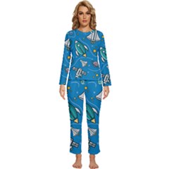 About Space Seamless Pattern Womens  Long Sleeve Lightweight Pajamas Set by Hannah976