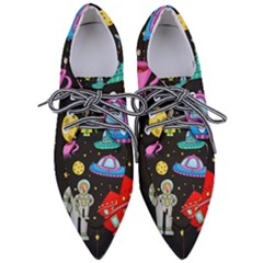 Seamless Pattern With Space Objects Ufo Rockets Aliens Hand Drawn Elements Space Pointed Oxford Shoes by Hannah976