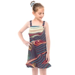 Dessert Storm Wave  pattern  Kids  Overall Dress by coffeus