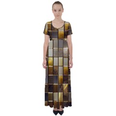 Golden Mosaic Tiles  High Waist Short Sleeve Maxi Dress by essentialimage