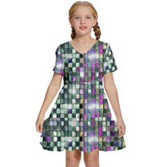 Disco Mosaic Magic Kids  Short Sleeve Tiered Mini Dress by essentialimage365