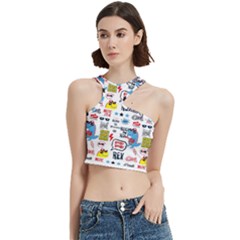 Monster Cool Seamless Pattern Cut Out Top by Hannah976