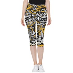 Crazy Abstract Doodle Social Doodle Drawing Style Inside Out Lightweight Velour Capri Leggings  by Hannah976